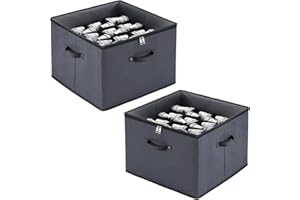 Mayniu 2 Pack Shoe Organizer for Closet Fits 32 Pairs, Fabric Shoe Storage Box Bins Cubes with Clear Cover, Space Saving Shoes Holder for Shoes, Sneakers, Sandal and High Heeled (Grey)