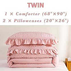 ALEISSEL Blush Pink Seersucker Comforter Twin Size