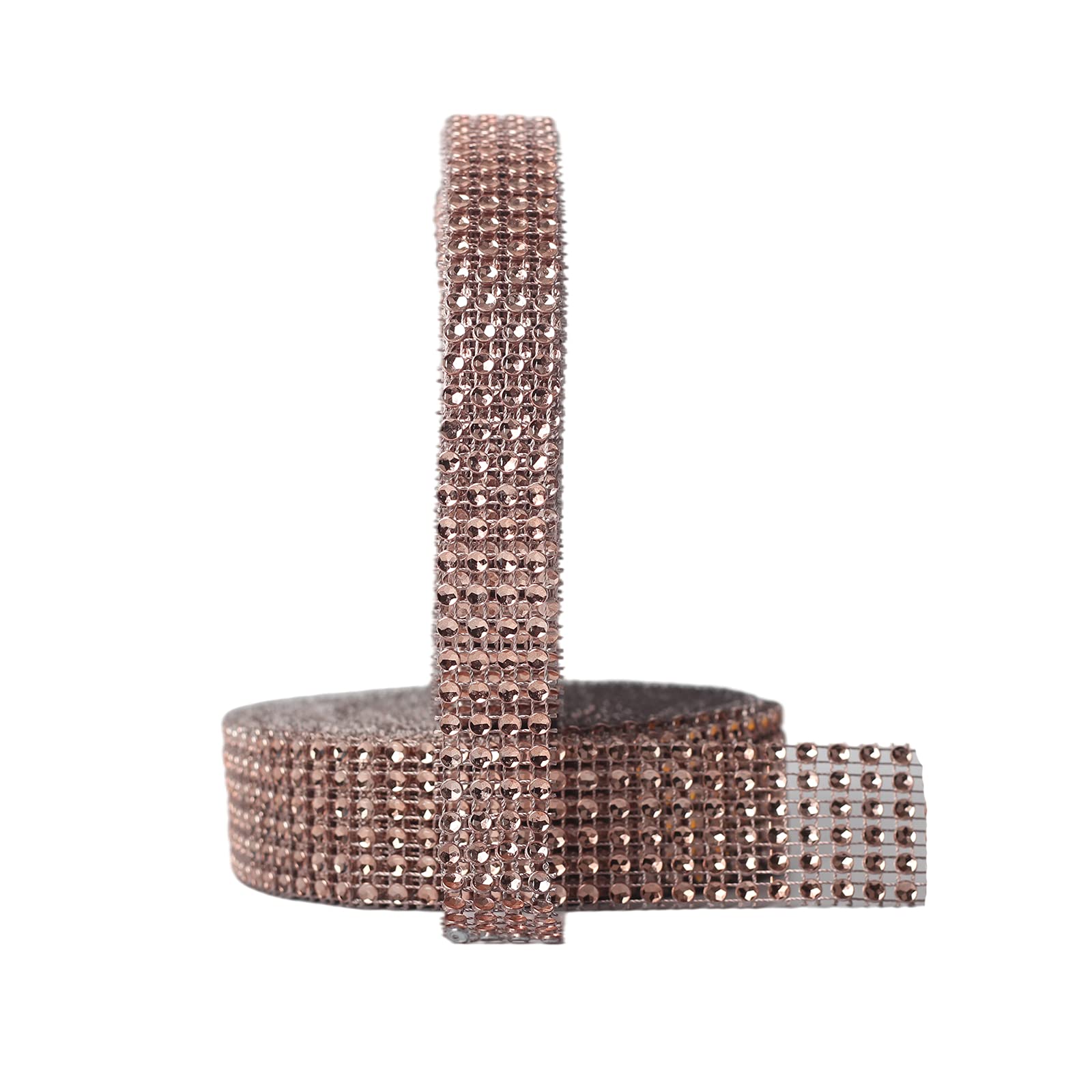 2 Rolls Acrylic Rose Gold Rhinestone Diamond Ribbons,4 Row 9m&6 Row 9m Rhinestone Mesh Ribbon Diamonte Strip Bling Home Accessories for Cakes Toppers Arts Crafts Home Wedding Birthday Party Decoration
