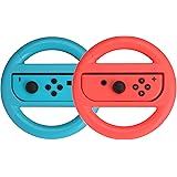 Amazon Basics Steering Wheel Controller for Nintendo Switch - Set of 2, Blue And Red