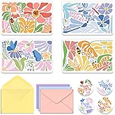 Thank You Cards with Envelopes Set of 20 - 4x6 Inches Matisse Inspired Floral Thank You Cards Bulk, 250GSM Greeting Cards for Wedding, Birthday, Bridal Shower, Baby Shower, Business, All Occasions