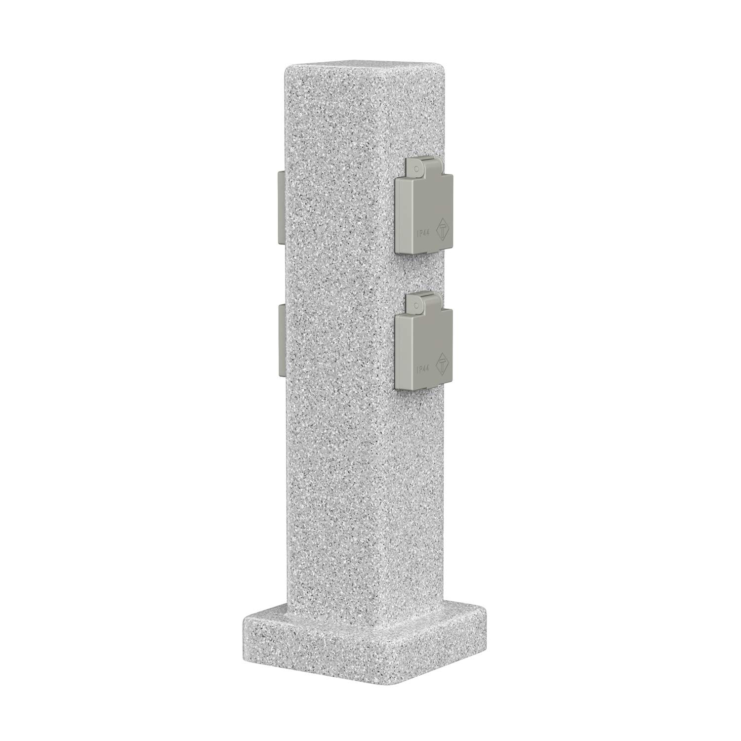 ledscom.de Garden Power Socket Column Stein-Optik POCK For Outdoor, Fourfold, Kunstharz, Angular, 39,5cm