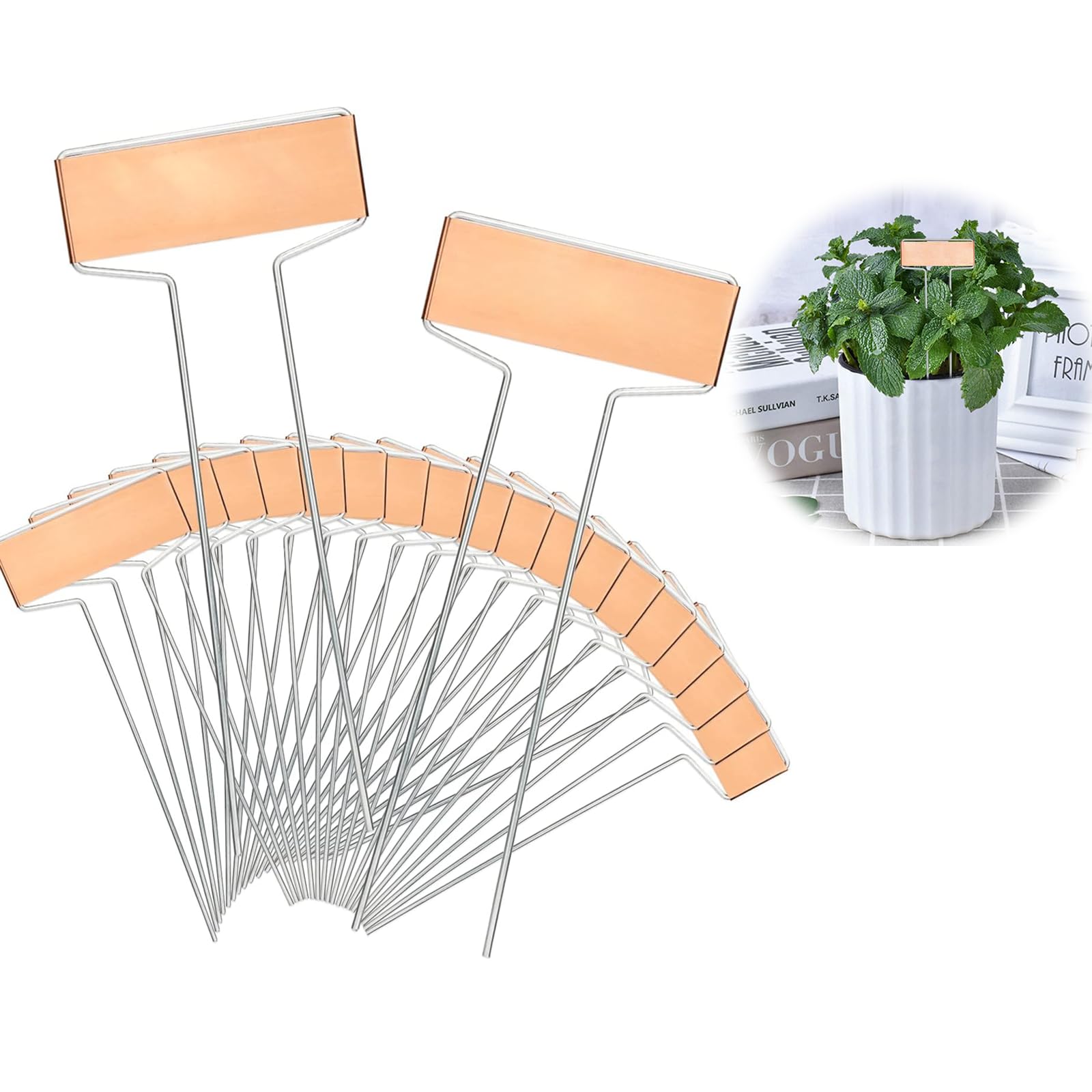 Vokowin 20 Pcs 15.5CM Copper Plant Labels Metal Garden Tags Markers Plant Signs for Vegetables Flowers Potted Plants Labelling Signs for Beds, Herb Signs (K388-20)