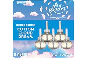 Glade PlugIns Refills Air Freshener, Scented and Essential Oils for Home and Bathroom, Cotton Cloud Dream, 3.35 Fl Oz, 5 Count