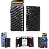 showdd Designed for MagSafe Wallet Magnetic Card Holder,RFID Blocking Flip Trifold Leather Card Slots,Pop Up Wallet,Detachable,freely combinable,Fit For MagSafe Phone and Case-Carbon Black2025