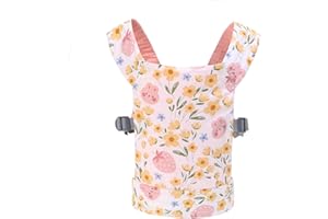LAT LEE AND TOWN Baby Doll Carrier Front and Back Baby Doll Accessories Backpack Kid Toddlers Play Toy Baby Carriers for Babydoll Pretend with Adjustable Straps for Little Girls (Strawberry)