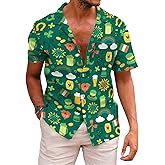 KYKU St Patricks Day Shirt Mens Hawaiian Shirts Short Sleeve Green Button Up Top