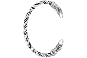 HAQUIL Stainless Steel Viking Twisted Cuff Bracelet, Viking Arm Ring for Men, Viking Jewelry Gift for Men