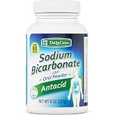 De La Cruz Pure Sodium Bicarbonate Powder, Antacid for Upset Stomach, 8 oz | USP Grade Sodium Bicarbonate Baking Soda Aluminum Free Antacid for Heartburn and Sour Stomach Relief, 80-Dose Value Size Pack