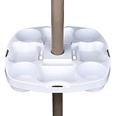 Myard PayandPack Umbrella Table Tray 15 Inches for Beach, Patio, Garden, Swimming Pool with 4 Drink Holders, 4 Snack Compartments, 4 Sunglasses Holes, 4 Phone Slots (White)