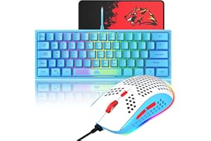 60% Gaming Keyboard and Mouse Combo Samll Mini RGB Backlight Mechanical Feeling and Mechanical RGB Honeycomb Optical Mouse,Ga