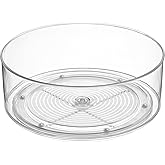 Home Intuition Round Plastic Clear Lazy Susan Turntable Food Storage Container for Kitchen (9" Round, 1 Pack)