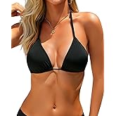 Tempt Me Women Triangle Bikini Top - Adjustable String Halter Swimsuit Sexy Push Up Bathing Suit Top Only