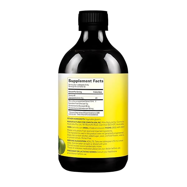 COMVITA OLIVE LEAF EXTRACT LIQUID – IMMUNE SUPPORT SUPPLEMENT WITH OLEUROPEIN, LIQUID EXTRACT DROPS, NATURAL SOURCE OF ANTIOXIDANTS – 16.9 FL OZ