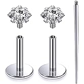 Lsnevsie 20G 18G 16G Internally Threaded Astm F136 Titanium Nose Ring Studs Flat Back Studs Earrings G23 Titanium Tragus Helix Conch Cartilage Earrings Piercing Jewelry For Women Men Clear Pink CZ