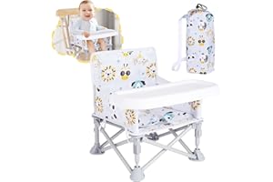 Otrolepota Portable Booster Seat, Toddler Baby Seat with Tray for Dining Table Compact Floor Chair for Camping Lawn Beach Babies Travel 6-36 Months
