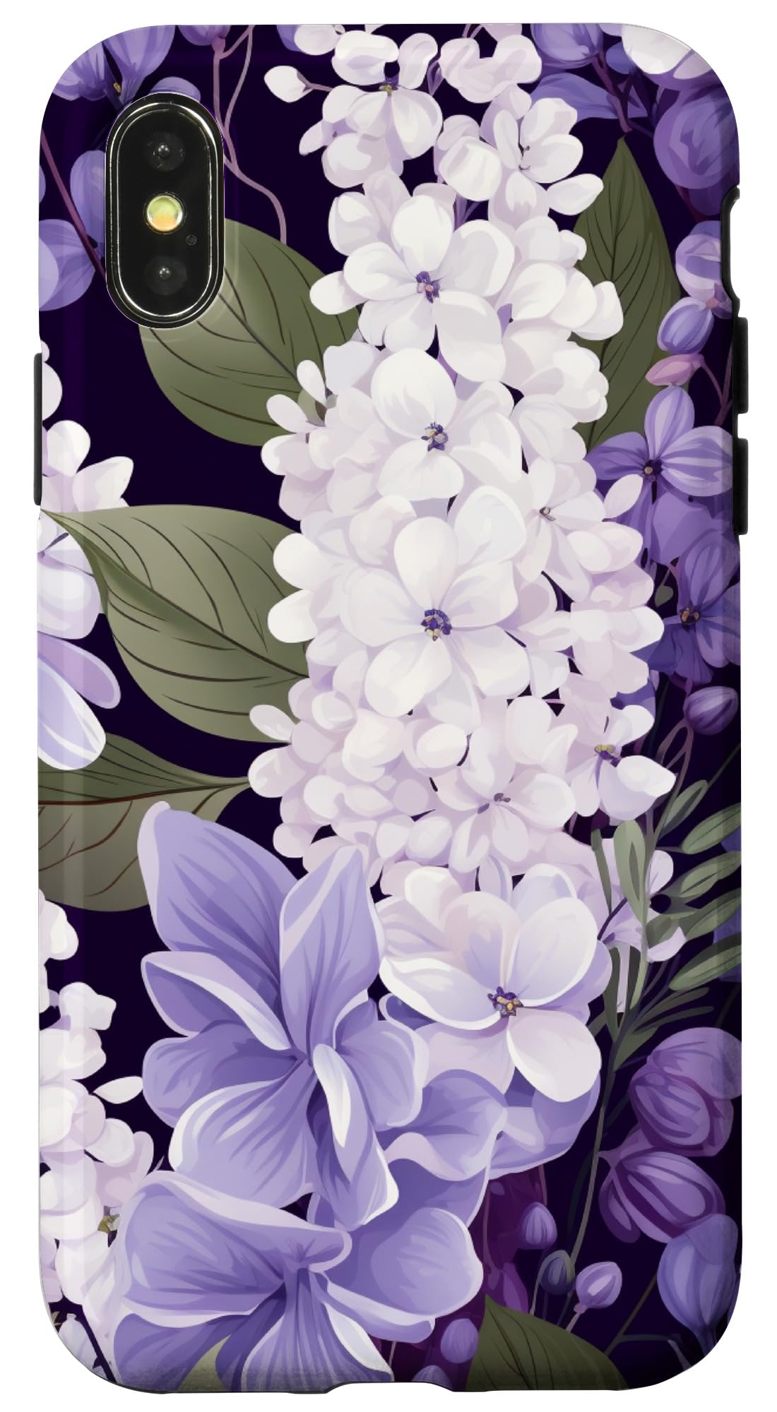 iPhone X/XS White Violet Purple Lavender Lilac Floral Botanical Flowers Case
