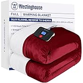 Westinghouse Electric Blanket Full, Heated Blanket Full Size with 10 Heating Levels and 1 to 12 Hours Heating Time Settings, Flannel to Sherpa Reversible, Machine Washable (80" x 84", Red)