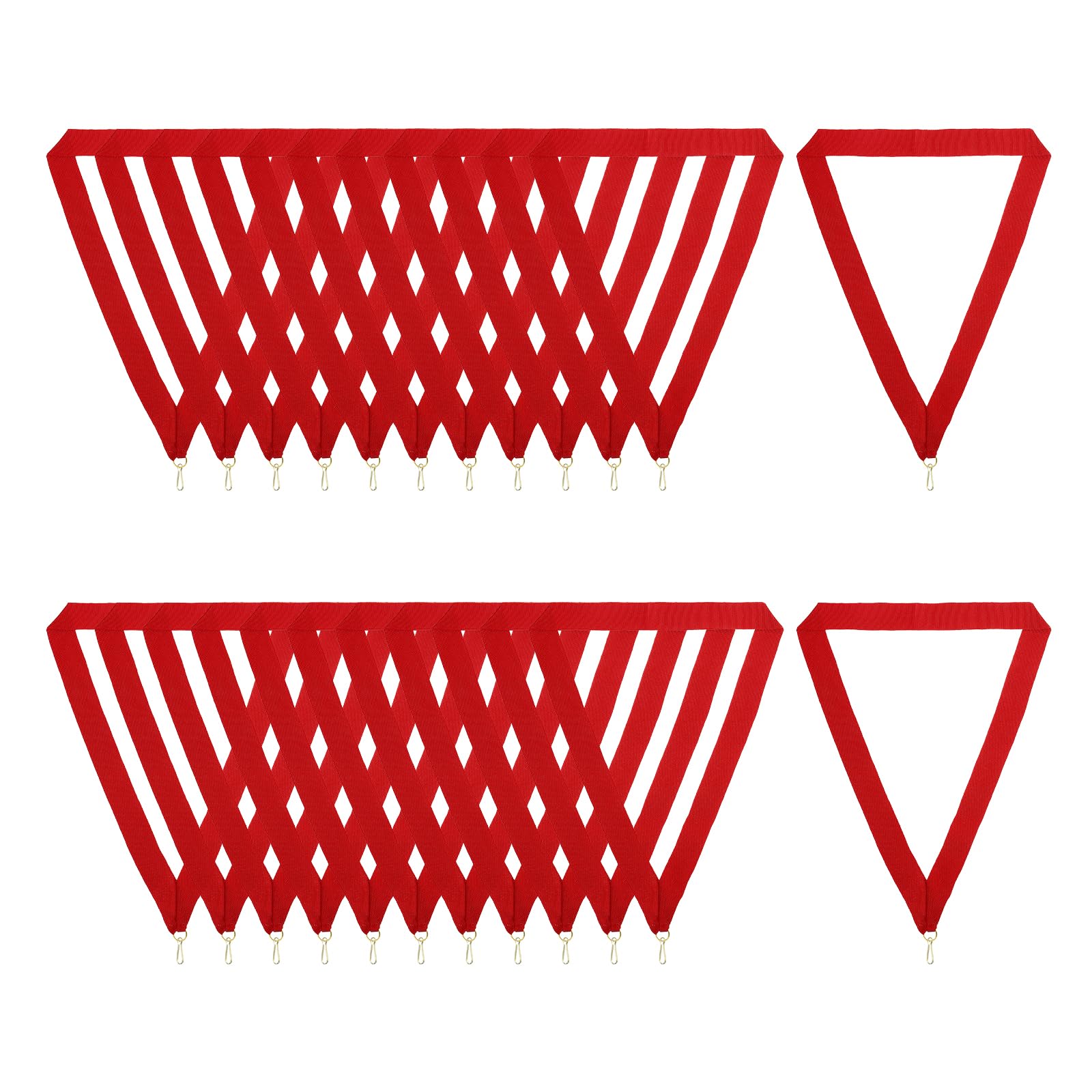 PATIKIL Award Neck Ribbons with Snap Clips, 24 Pcs Polyester Striped Medal Lanyards Ribbon for Competitions Sports Meetings Sports Party, Red