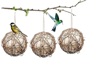 Jorewood Globe Hummingbird Nesters with Nesting Materials, Set of 3, for Indoor Outdoor Garden Patio