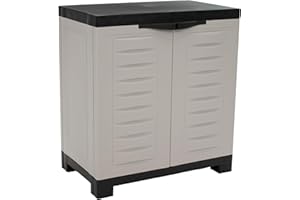 Sunnydaze 25.5" H Resin Garage Storage Cabinet - Garage Cabinet with Adjustable Shelf - Freestanding Utility Storage for Laun