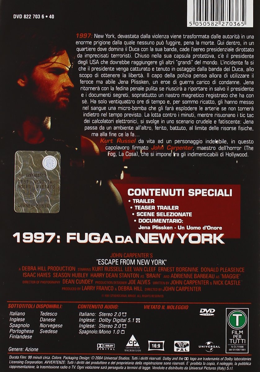 Amazon Com 1997 Fuga Da New York Kurt Russell Ernest Borgnine John Carpenter Movies Tv