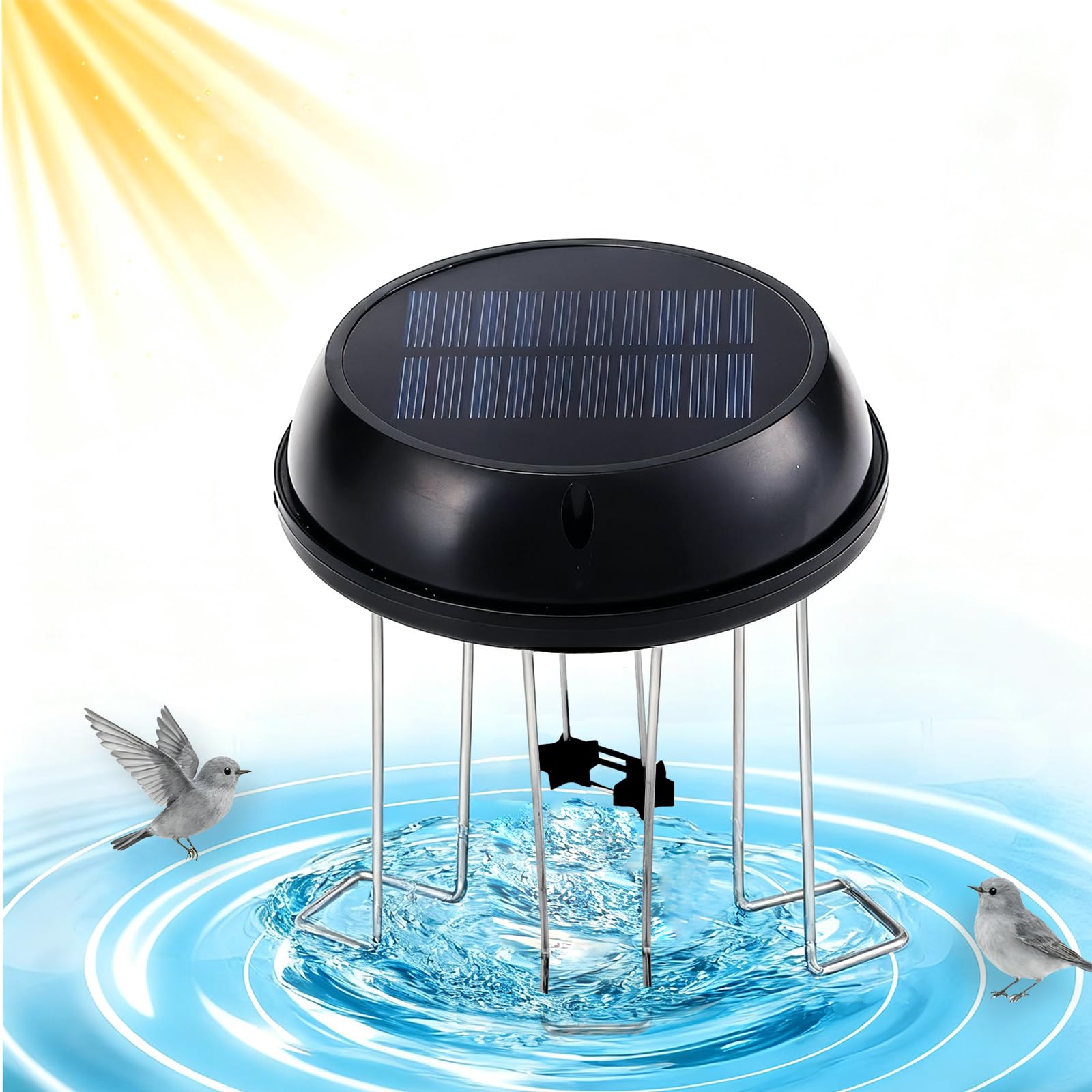 Photo 1 of Nbippioiwip Bird Bath Solar Swing Device, Stainless Steel Bird Bath Bubble Device, Suitable for Garden Ponds, Pool Scenery, Oxygen and Water Enhancers