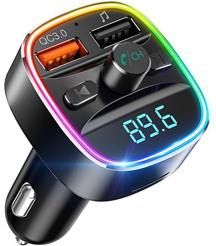 Transmetteur FM Bluetooth LENCENT - Double USB Chargeur Voiture - Supporte Carte TF Et USB - Gris Ardoise