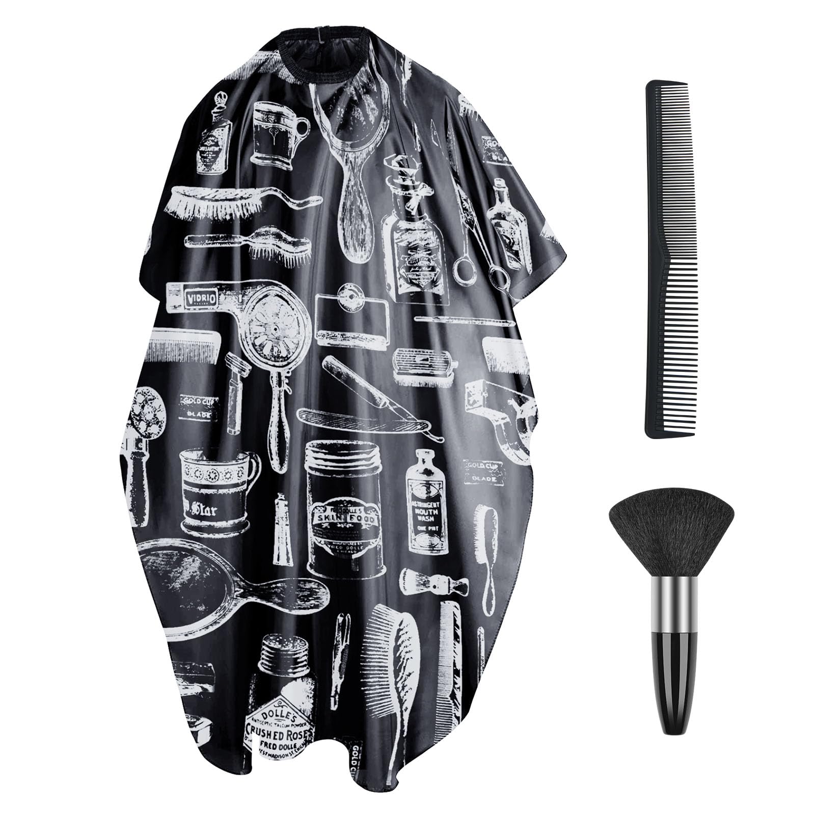 LOPHE Hairdressing Gown Barbers Cape, Salon Cape Apron with Neck Duster Brush and Hairdressers Comb, Waterproof Unisex Cutting Gowns for Hair Styling, Cuts and Colours, Barber Accessories, C