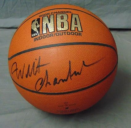 wilt chamberlain autographed basketball