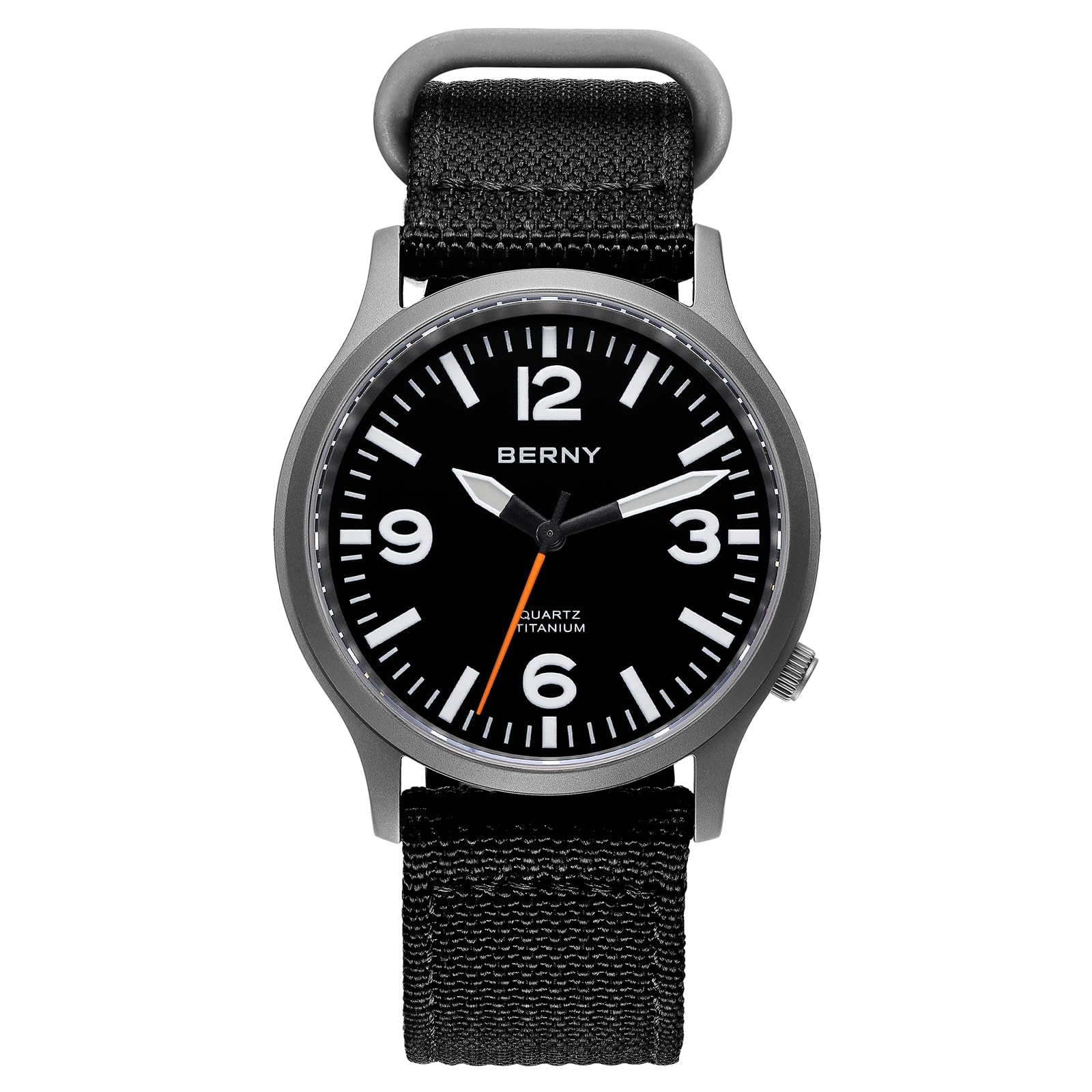 BERNY Titanium Watch Men Watches Men Watches for Men Japanese Sweep Second Quartz Movement VH31 5ATM Water Resistant Analog Quartz Watch Super Luminus Sapphire Glass, black, (1), Fashion