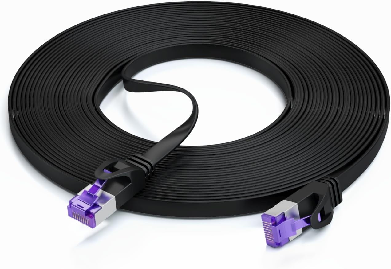 deleyCON 25m (82.02 ft.) RJ45 Flat Patch Cable Ribbon Cable with CAT7