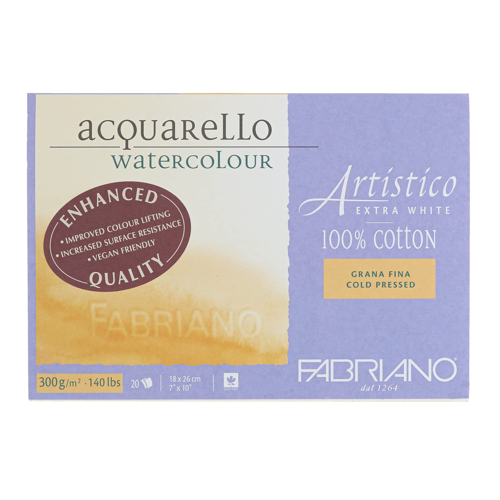 Fabriano Artistico Watercolor Block, 7 x 10, Extra White