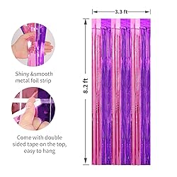 2 Pack Pink and Purple Foil Fringe Curtains