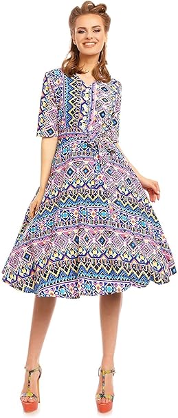 Looking Glam Vestito Vintage Da Uomo Ispirato Agli Anni 40 In Stile Midi Con Stampa Floreale Amazon It Abbigliamento