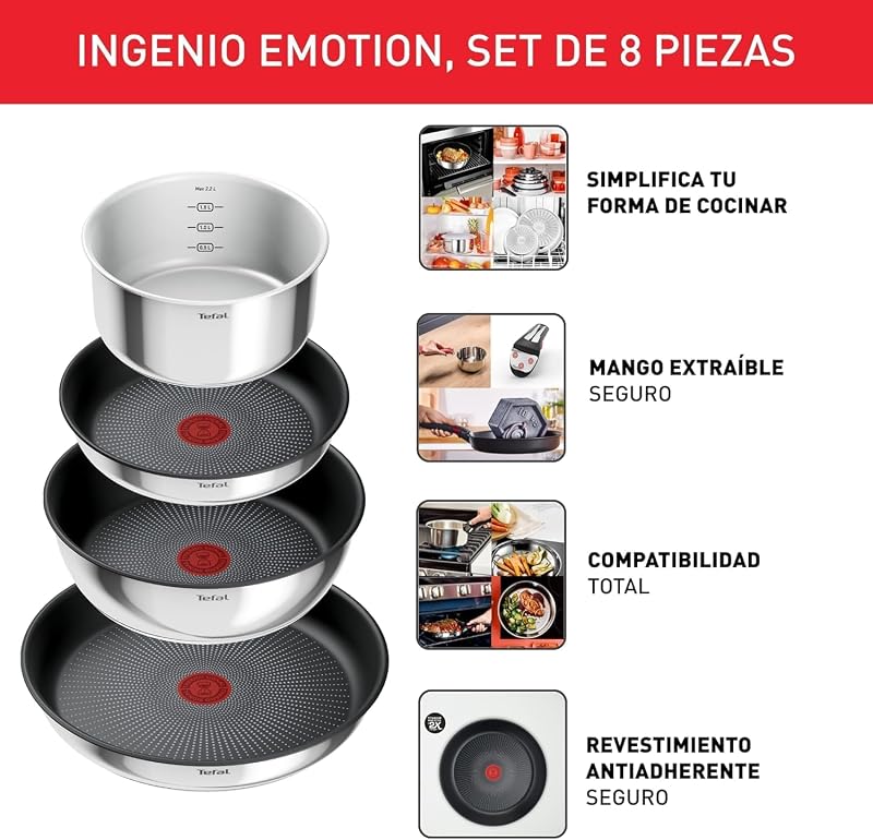 Ingenio Emotion - Juego de 5 Piezas, Acero inoxidable