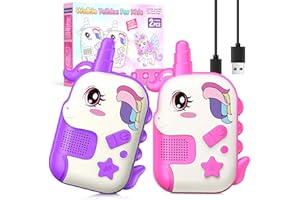 COMEDYFUN Rechargeable Walkie Talkies Toys for Girls: Unicorn Toys Walkie Talkies for Kids 2 Pack Christmas Birthday Gifts for Grandkids 3 4 5-7 Year Old Girls Age 4-5 6-8 Years Old Stocking Stuffers