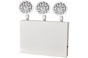 TANLUX New York City Approved Emergency Light, Emergency Lights with Battery Backup, White Steel Housing, AC 120/277V, Three Heads