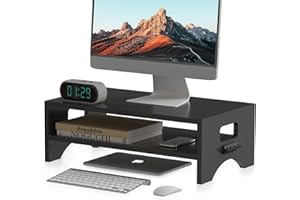 Pholiten Monitor Stand Riser, Desktop Stand, Computer Stand, Ergonomic Design, Two-Level Design, Desktop Organization, Keyboa