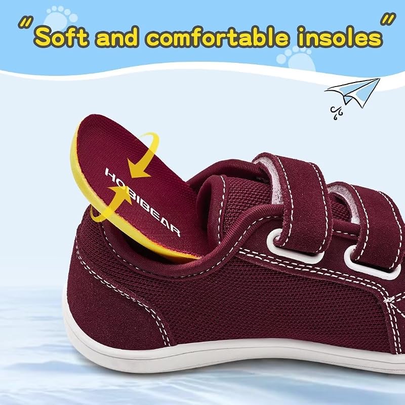 Kids Calzado Descalzo Ancho para niños niñas Outdoor Trail Running Minimalist Walking Shoes(Vino Tinto,EU 30)