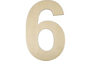HILAZA 12 Inch Large Wooden Number 6, 1/4 Inch Thick Unfinished Blank Wood Number Slice Sign Board for Wall Decor, Craft, DIY Project, Birthday Wedding Party Decoration