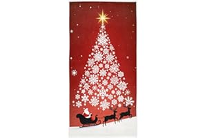 Pfrewn Santa Claus Sleigh Snowflake Tree Hand Towels 16x30 in Christmas Winter Bathroom Towel Ultra Soft Highly Absorbent Small Bath Towel Xmas Bathroom Decor Gifts