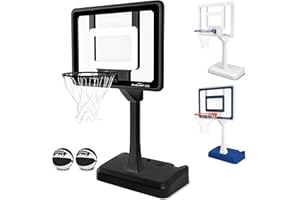 GoSports Splash Hoop Elite - Adjustable Height or Fixed Post - Pool Hoop Basketball Game with Water Weighted Base, Regulation Steel Rim and 2 Pool Basketballs