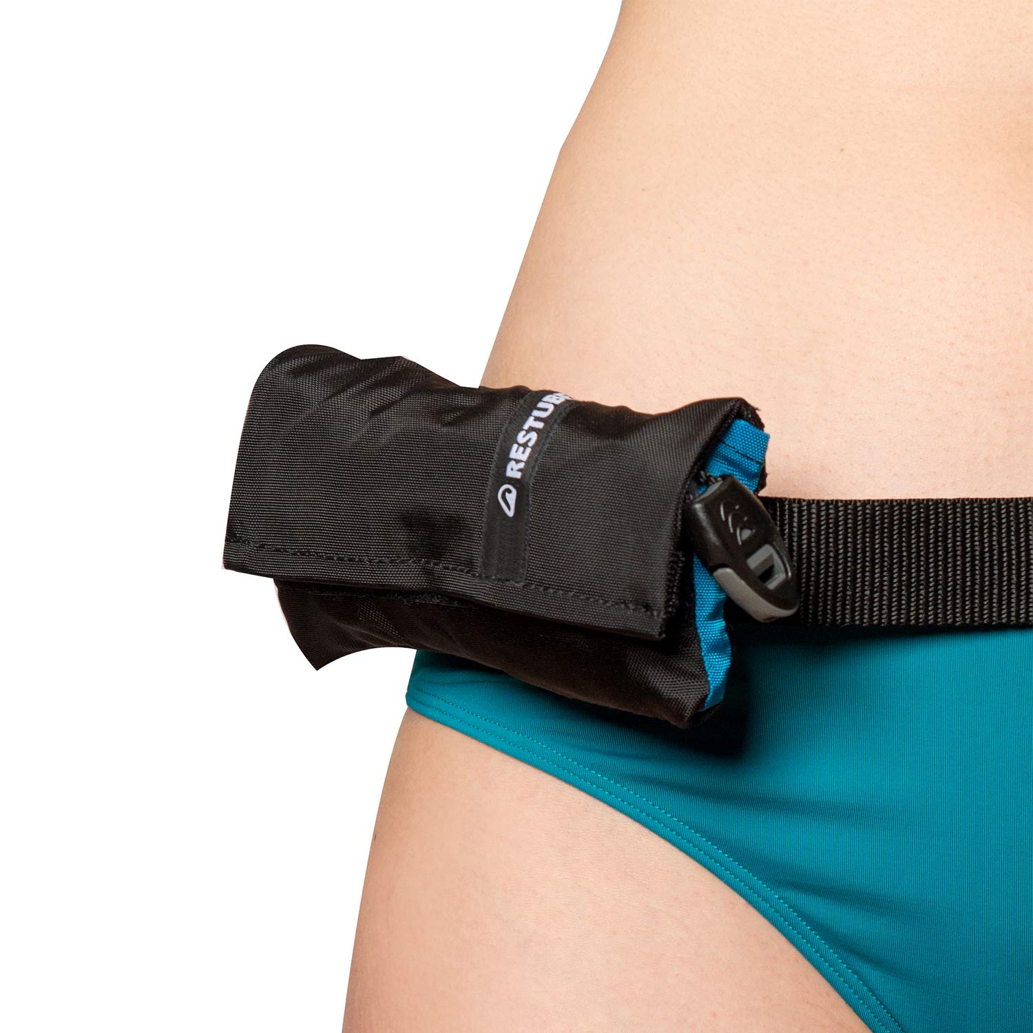 Restube Classic Swimming Aid – Water Buoyancy Safety Device to Help Swimmers Stay Afloat – Includes One-Pull Inflatable Mechanism and Whistle, Petrol Blue, Size