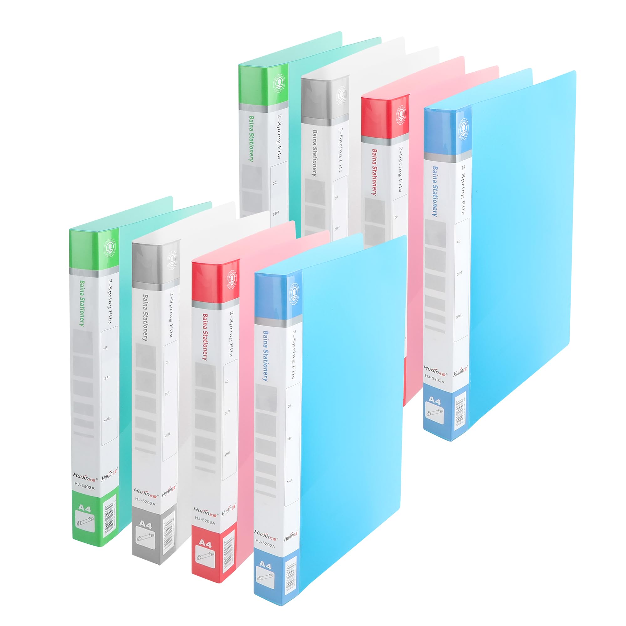 YKUKIZEE 8 Pack A4 Ring Binders 2 Ring 25mm Spine, O-Ring Binder Folder, Assorted A4 Files 2 D-Ring Binder for Paperwork Document School Office Home (Blue, Grey, Pink, Green)