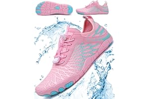 JURUE Barefoot Shoes for Women, Quick Dry Non-Slip Aqua Swim Shoes, Breathable Slip-on Beach Wide Toe Water Shoes, Lightweight Hike Footwear Barefoot Womens for Walking, Fishing, Surfing, Yoga