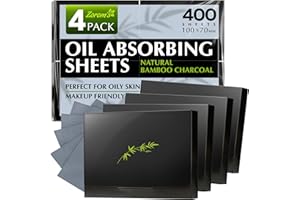 ZOROM'S Natural Oil Blotting Sheets for Face with Bamboo Charcoal - 4pk/400 Makeup Friendly Oil Absorbing Sheets for Face - Blotting Papers for Oily Skin - Perfect for Keeping in Purse - Oil Control Film