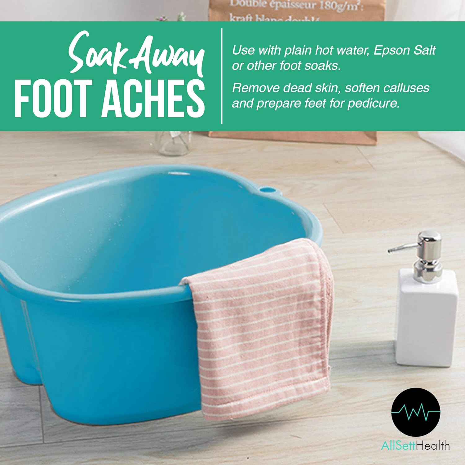 Foot Soaking Bath Basin – Large Size for Soaking Feet | Pedicure and Massager Tub for at Home Spa Treatment | Callus, Fungus, Dead Skin Remover, Blue: Health & Personal Care