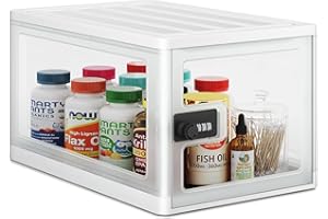 DEPAD Medicine Lock Box for Safe Medication Storage, Lockable Storage Box for Refrigerator Food Safe, Combination Lock Box for Medication/Personal Items/Phone/Electronics/Snacks (White)