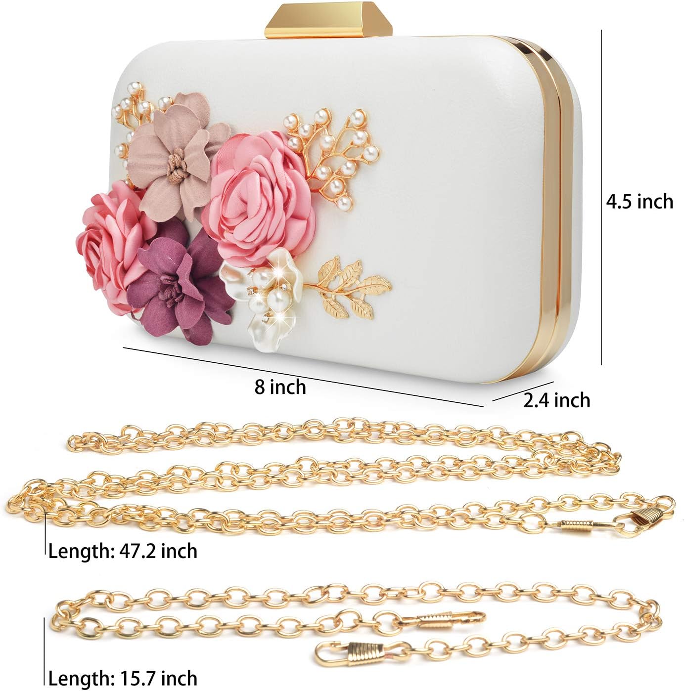 Bolsos Flor 2 Watache Mujeres Embragues De Flores Bolsos De Noche Bolsos De Perlas Con Cuentas De Embrague De La Boda Monedero Para Fiesta De Navidad De La Boda Novia De Boda Zapatos